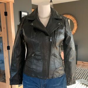 Guess faux leather Moto jacket fitted size 8